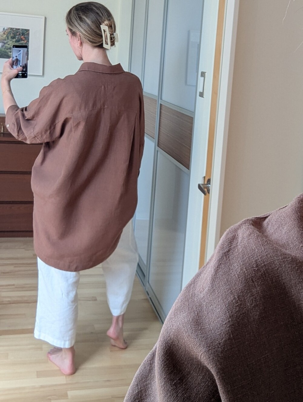 Hoi Bo Linen Sunshade in Cacao Powder - Picture 5 of 9